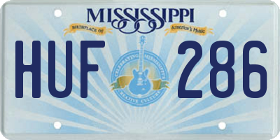 MS license plate HUF286