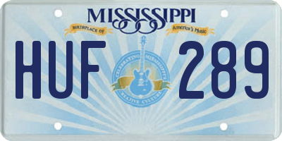 MS license plate HUF289