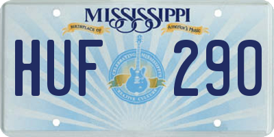 MS license plate HUF290