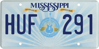 MS license plate HUF291