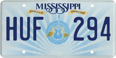 MS license plate HUF294