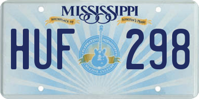 MS license plate HUF298