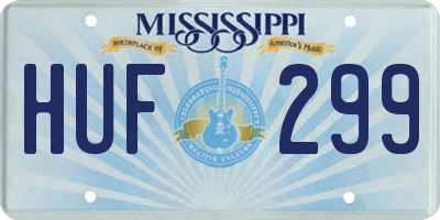 MS license plate HUF299