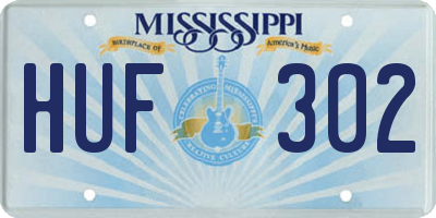MS license plate HUF302
