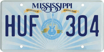 MS license plate HUF304