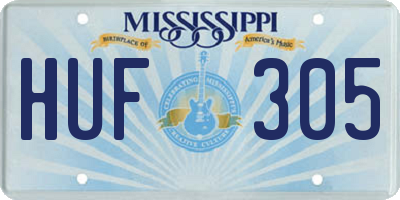 MS license plate HUF305