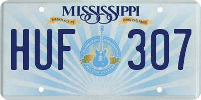 MS license plate HUF307