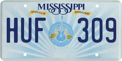 MS license plate HUF309