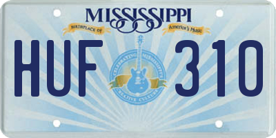MS license plate HUF310