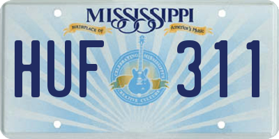 MS license plate HUF311