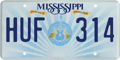 MS license plate HUF314