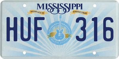MS license plate HUF316