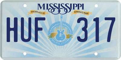 MS license plate HUF317