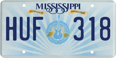 MS license plate HUF318