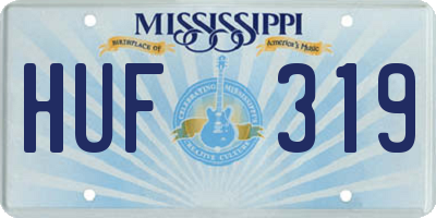 MS license plate HUF319