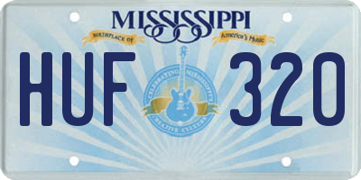 MS license plate HUF320