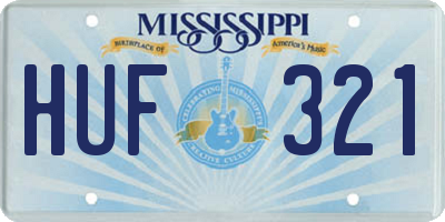 MS license plate HUF321