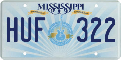 MS license plate HUF322
