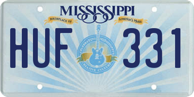 MS license plate HUF331