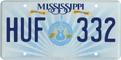 MS license plate HUF332