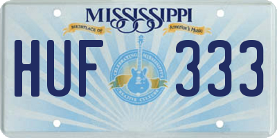 MS license plate HUF333