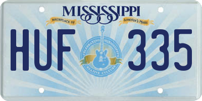MS license plate HUF335