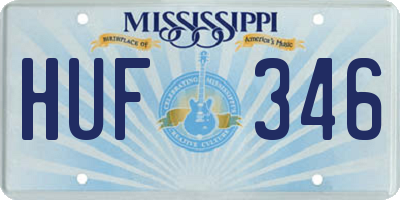 MS license plate HUF346