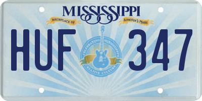 MS license plate HUF347