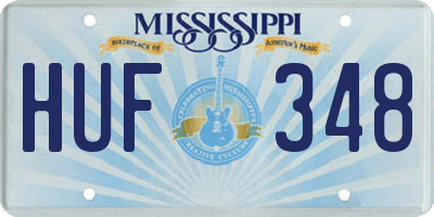 MS license plate HUF348