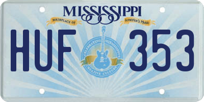 MS license plate HUF353