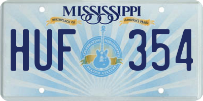 MS license plate HUF354