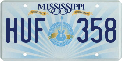 MS license plate HUF358