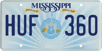 MS license plate HUF360