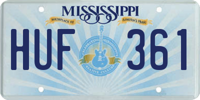 MS license plate HUF361