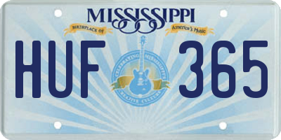 MS license plate HUF365