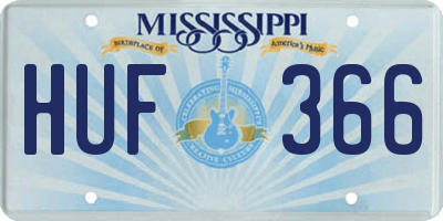 MS license plate HUF366