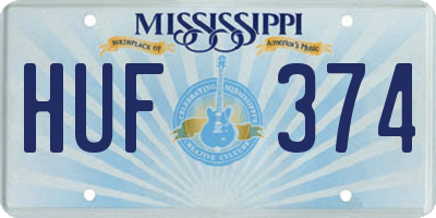 MS license plate HUF374
