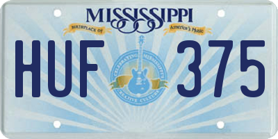 MS license plate HUF375