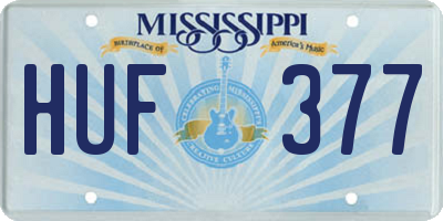MS license plate HUF377