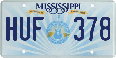 MS license plate HUF378