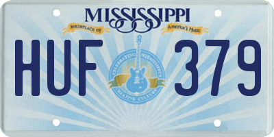 MS license plate HUF379