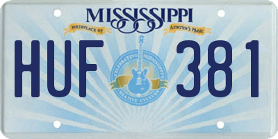 MS license plate HUF381