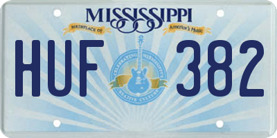 MS license plate HUF382