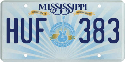 MS license plate HUF383