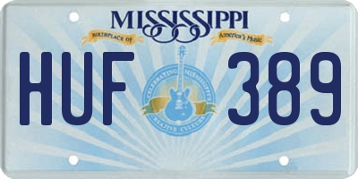 MS license plate HUF389