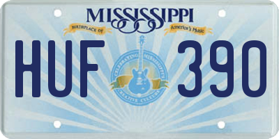 MS license plate HUF390