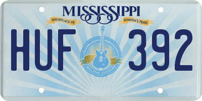 MS license plate HUF392