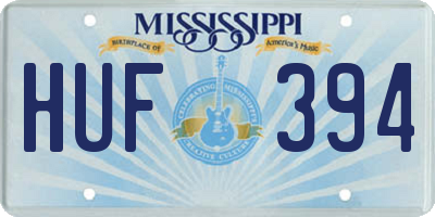MS license plate HUF394