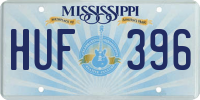 MS license plate HUF396