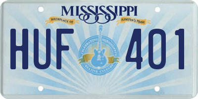 MS license plate HUF401